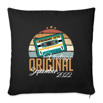 Septembre 2022 Born Vintage Birthday Retro - Housse de coussin décorative 45 x 45 cm - noir - Devant