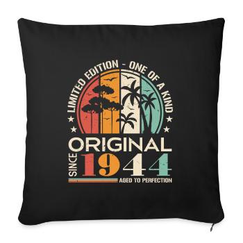 Voiture ancienne construite en 1944 née Vintage Birthday - Housse de coussin décorative 45 x 45 cm - noir - Devant