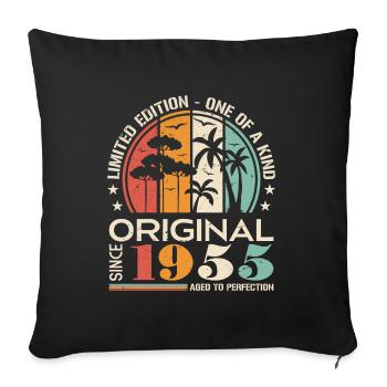 Voiture ancienne construite en 1955 née Vintage anniversaire - Housse de coussin décorative 45 x 45 cm - noir - Devant