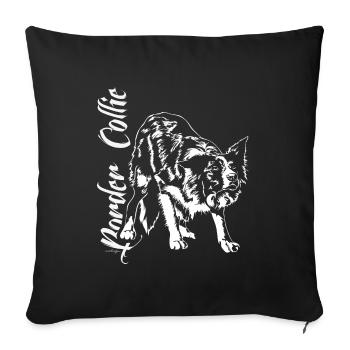 BORDER COLLIE Herding Dog Herding Dogs Wilsigns Agiltiy - Sofa pillowcase 17,3'' x 17,3'' (45 x 45 cm) - black - Front