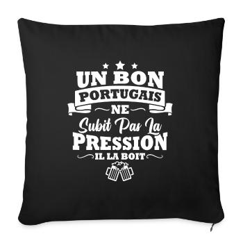 Homme Portugais boit la pression bière apéro - Housse de coussin décorative 45 x 45 cm - noir - Devant
