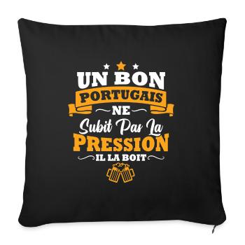 Homme Portugais boit la pression bière apéro - Housse de coussin décorative 45 x 45 cm - noir - Devant