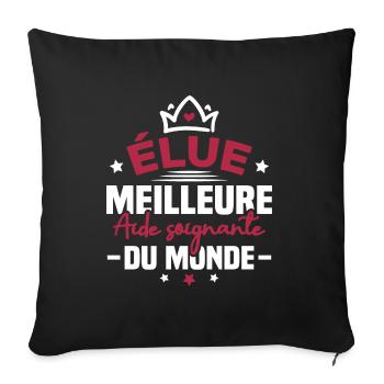 Élue meilleure aide soignante du monde - Housse de coussin décorative 45 x 45 cm - noir - Devant