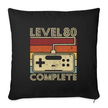 Level 80 complete Cadeau 80 ans D'anniversaire - Housse de coussin décorative 45 x 45 cm - noir - Devant