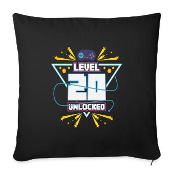 Level Up Gamer Zocker Gaming 20er Nerd Geschenk - Sofakissenbezug 45 x 45 cm - Schwarz - Vorne