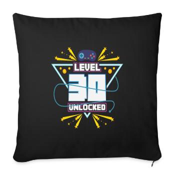Level Up Gamer Zocker Gaming 30s Nerd Gift - Housse de coussin décorative 45 x 45 cm - noir - Devant