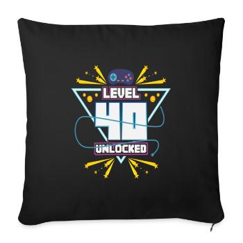 Level Up Gamer Zocker Gaming 40er Nerd Geschenk - Sofakissenbezug 45 x 45 cm - Schwarz - Vorne