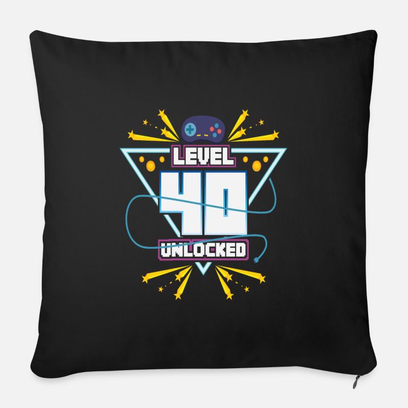 Level Up Gamer Zocker Gaming 40er Nerd Geschenk - Sofakissenbezug 45 x 45 cm - Schwarz