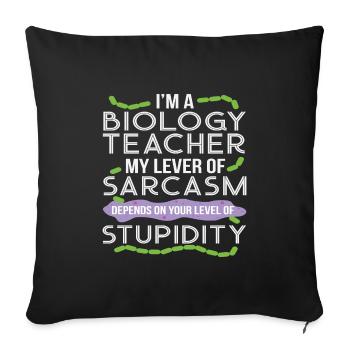 Citation drôle de biologie pour le cadeau de professeur de biologie - Housse de coussin décorative 45 x 45 cm - noir - Devant