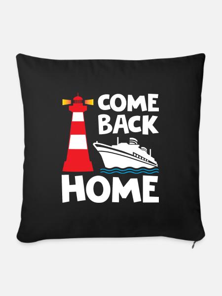 Come Back Home Lighthouse - Sofakissenbezug 45 x 45 cm - Schwarz