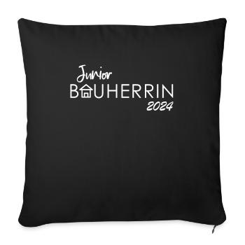Junior Bauherrin 2024 Kind Hauskauf | Eigenheim - Sofakissenbezug 45 x 45 cm - Schwarz - Vorne