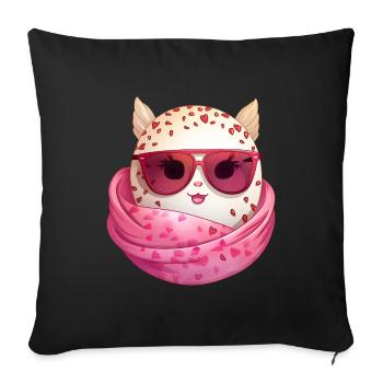 Kawaii Easter egg with ears and sunglasses Funny - Sofa pillowcase 17,3'' x 17,3'' (45 x 45 cm) - black - Front