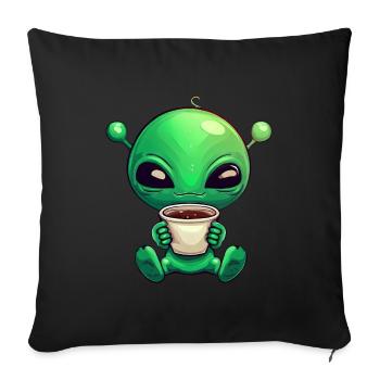 Alien Alien Coffee Drinker Early Bird G - Sofa pillowcase 17,3'' x 17,3'' (45 x 45 cm) - black - Front