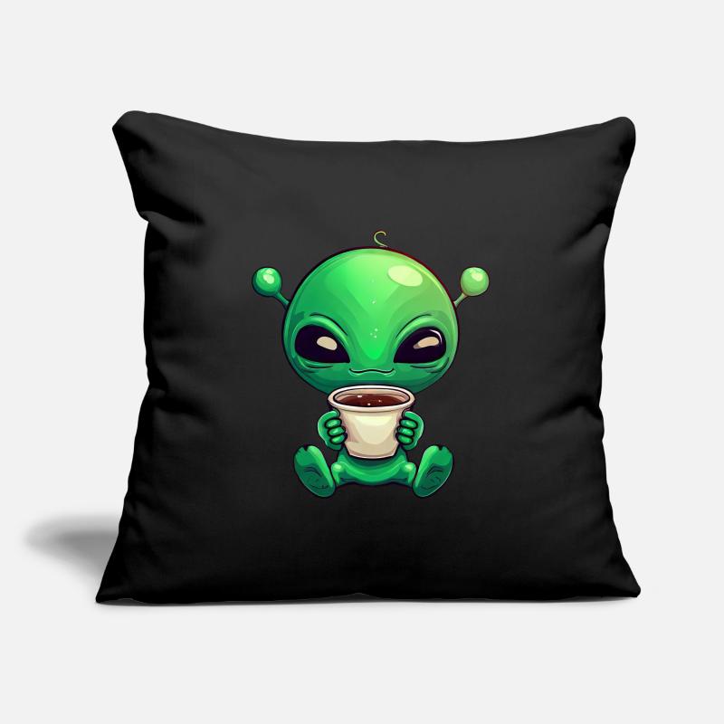 Alien Außerirdischer Kaffeetrinker Frühaufsteher G Sofakissenbezug 45 x 45 cm
