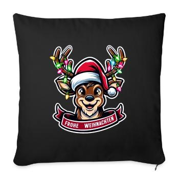 Christmas Reindeer Fairy Lights Tangled Merry - Sofa pillowcase 17,3'' x 17,3'' (45 x 45 cm) - black - Front
