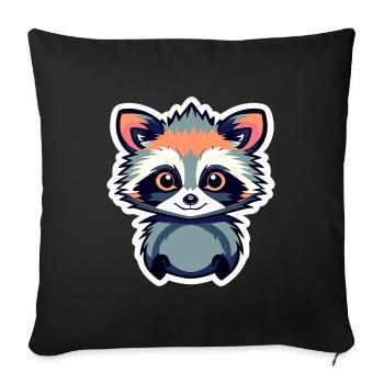 Illustration de raton laveur - Housse de coussin décorative 45 x 45 cm - noir - Devant