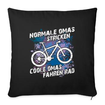 Coole Oma fährt Fahrrad lustiger Omaspruch - Sofakissenbezug 45 x 45 cm - Schwarz - Vorne