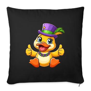 Canard de Mardi Gras : Pouces en l’air - Housse de coussin décorative 45 x 45 cm - noir - Devant