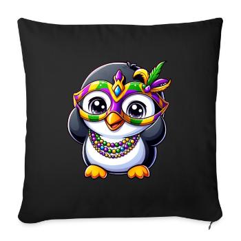 Mardi Gras Penguin Party - Sofa pillowcase 17,3'' x 17,3'' (45 x 45 cm) - black - Front