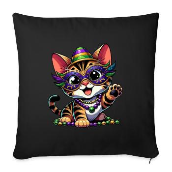 Mardi Gras Bengal Cat, Comic Look - Sofa pillowcase 17,3'' x 17,3'' (45 x 45 cm) - black - Front