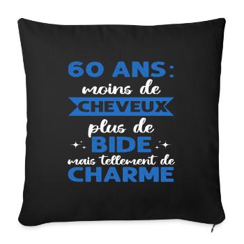 60 ans humour cadeau 60 ème anniversaire homme - Housse de coussin décorative 45 x 45 cm - noir - Devant