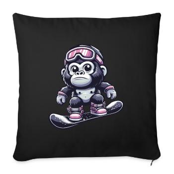 Affe Gorilla Schimpanse Skiurlaub Skifahrer Design - Sofakissenbezug 45 x 45 cm - Schwarz - Vorne
