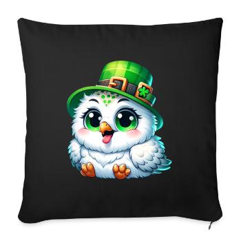 St. Patrick's Süße Schneeeule - Sofakissenbezug 45 x 45 cm - Schwarz - Vorne