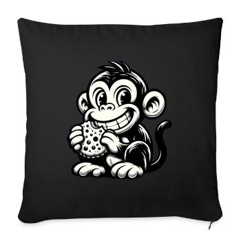 Chimpanzee with Biscuit Monochrome Design - Sofa pillowcase 17,3'' x 17,3'' (45 x 45 cm) - black - Front