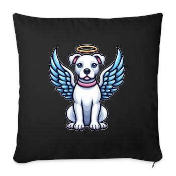 Chien de dessin animé Pitbull Angel mignon avec des ailes - Housse de coussin décorative 45 x 45 cm - noir - Devant