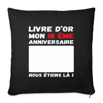 Livre d' or mon 18 ème anniversaire cadeau - Housse de coussin décorative 45 x 45 cm - noir - Devant