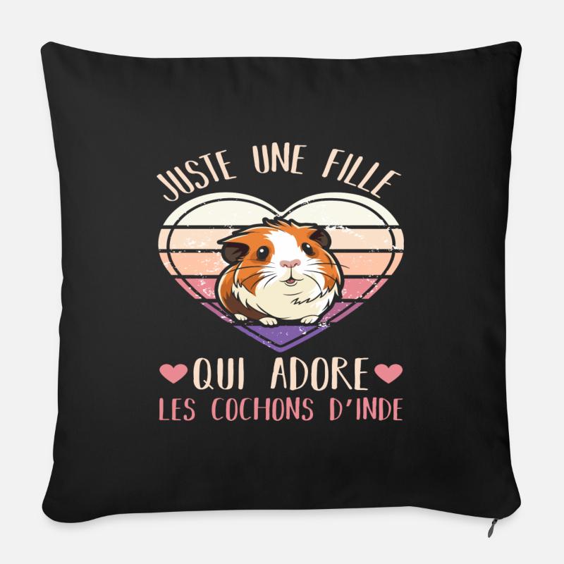 Juste une fille qui adore les cochons d' Inde - Housse de coussin décorative 45 x 45 cm - noir