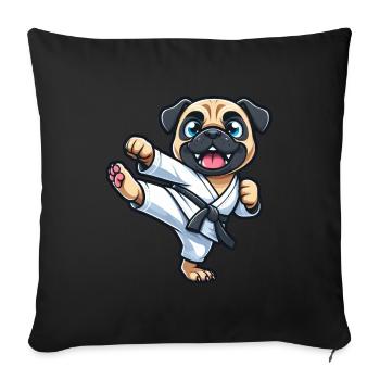 Funny Pug Karate Martial Arts Martial Arts Dog - Sofa pillowcase 17,3'' x 17,3'' (45 x 45 cm) - black - Front