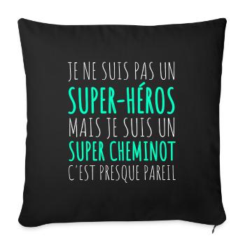 Super cheminot humour conducteur de train cadeau - Housse de coussin décorative 45 x 45 cm - noir - Devant