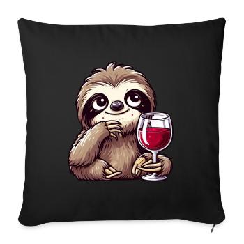 Cute sloth drinking red wine cartoon funny - Sofa pillowcase 17,3'' x 17,3'' (45 x 45 cm) - black - Front