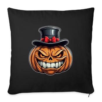 Citrouille d’Halloween souriante drôle avec chapeau haut de forme - Housse de coussin décorative 45 x 45 cm - noir - Devant