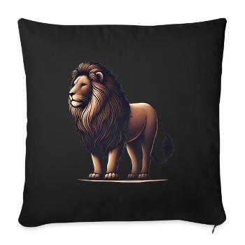 Majestic Lion Illustration TShirt - Sofa pillowcase 17,3'' x 17,3'' (45 x 45 cm) - black - Front