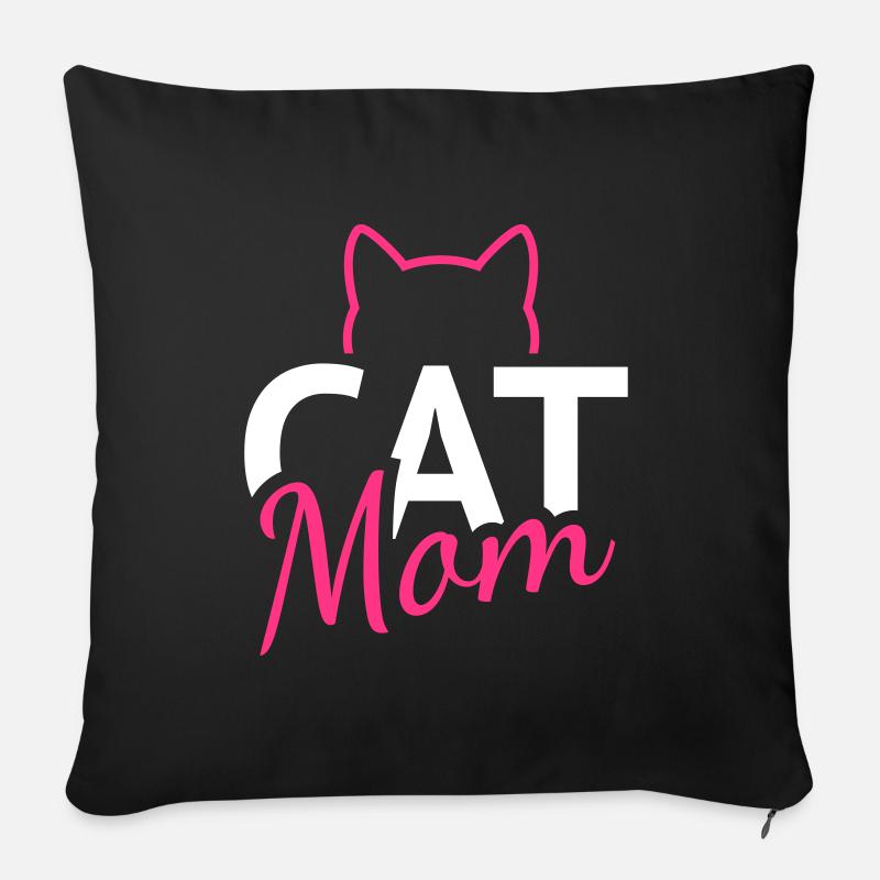 Chat maman oreilles de chat - Housse de coussin décorative 45 x 45 cm - noir
