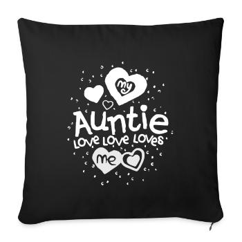 Ma tante aime l'amour m'aime - Housse de coussin décorative 45 x 45 cm - noir - Devant