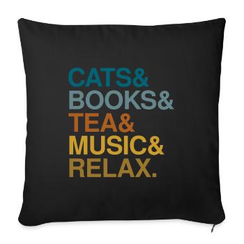 Chats Livres Thé - Housse de coussin décorative 45 x 45 cm - noir - Devant
