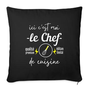 Ici c est moi le chef - Housse de coussin décorative 45 x 45 cm - noir - Devant