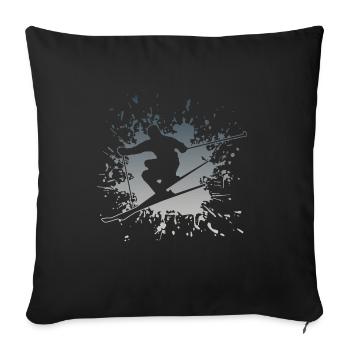 Skiing Splash Spruch Ski - Sofakissenbezug 45 x 45 cm - Schwarz - Vorne