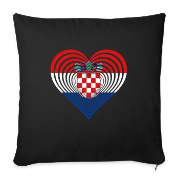 Kroatien, Croatia, Hrvatska - Sofakissenbezug 45 x 45 cm - Schwarz - Vorne