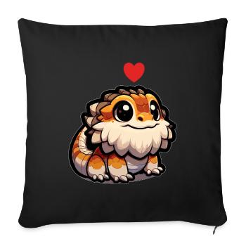 Mignon bébé dragon barbu - Housse de coussin décorative 45 x 45 cm - noir - Devant