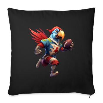 Perroquets Rugby / Joueur de rugby Perroquet - Housse de coussin décorative 45 x 45 cm - noir - Devant