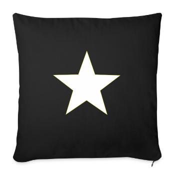 Étoile jaune blanc, white yellow star - Housse de coussin décorative 45 x 45 cm - noir - Devant