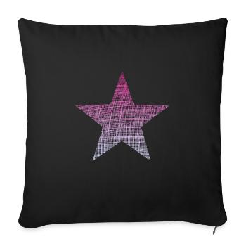 pink star , rosa Stern , Vintage - Sofakissenbezug 45 x 45 cm - Schwarz - Vorne