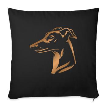 Greyhound whippet, dog head, drawing bronze - Sofa pillowcase 17,3'' x 17,3'' (45 x 45 cm) - black - Front
