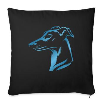 Greyhound Whippet, Dog Head, Blue Drawing - Sofa pillowcase 17,3'' x 17,3'' (45 x 45 cm) - black - Front