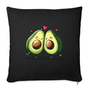 Avocats amoureux - Coeurs de famille Avocado Couple - Housse de coussin décorative 45 x 45 cm - noir - Devant