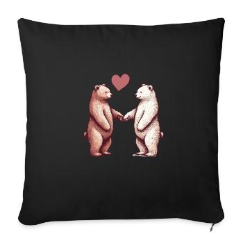 Bears in Love - Bears Couple Holding Hands with Heart - Sofa pillowcase 17,3'' x 17,3'' (45 x 45 cm) - black - Front